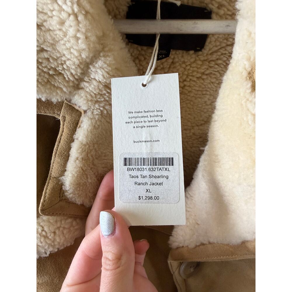 Buck Mason Shearling Jacket Tan Cream XL Women’s - Picture 3 of 4